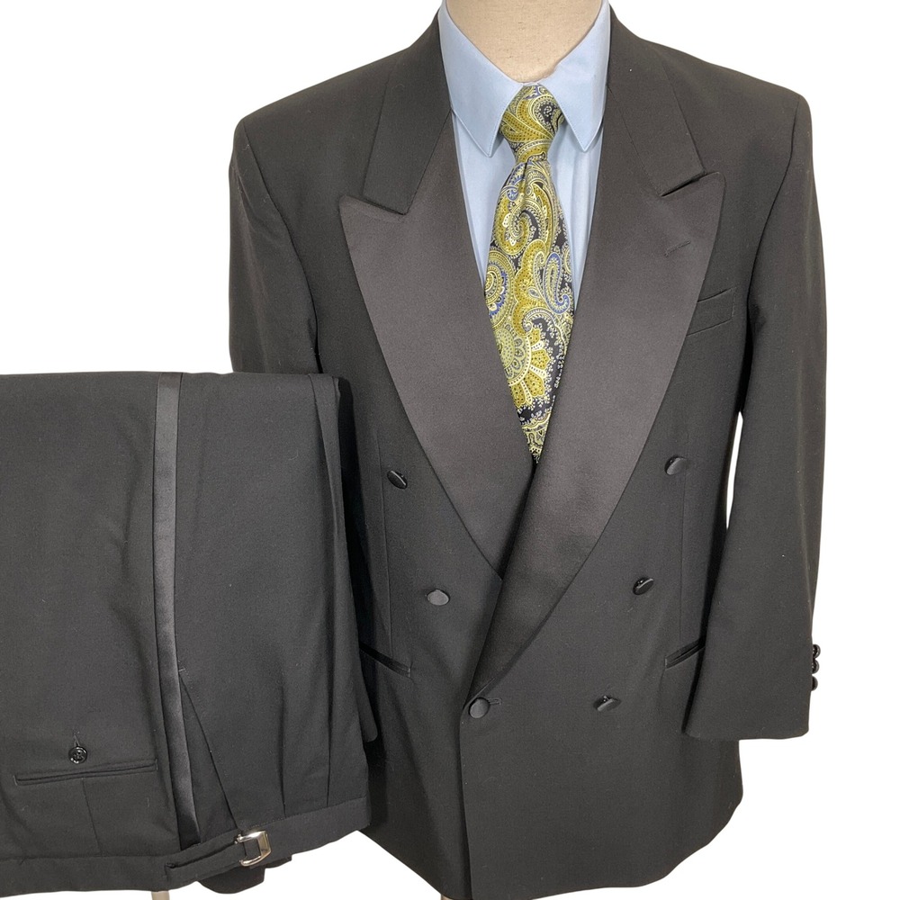 Neil Allyn‎ Formal Tuxedo Mens 38S 34W 29L Black Adjustable Formal Wedding Wool